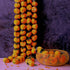 5 PC - 4.5 feet Marigold Garland with Green Leaves, Indian/American Wedding Party Decoration, Faux Floral