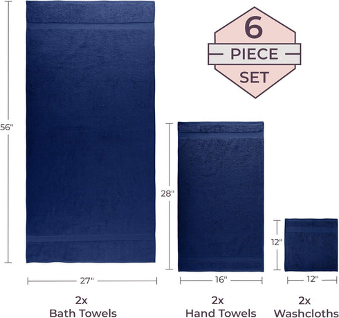 6 Set 550 100% 2 2 2 Set Lavish Home Piece Towel - GSM Cotton Bathroom Accessories - Bath Sheets, Hand Towels, and Wash