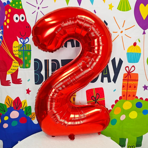 40 Inch Red Big Number 2 Birthday Party Decoration - Foil Polyester Film Balloons for Anniversary Party Wedding for