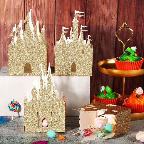 Geiserailie 20 Pieces Castle Box, Glitter Princess Candy Box for Favor Treat Gift, Baby Shower Wedding Supplies