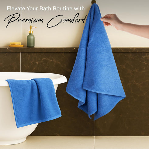 6 Pack 550 100% 2 2 2 EcoNour Luxury Navy Blue Turkish Cotton Bath Towels, GSM Cotton Includes Bath, Hand & Washcloths