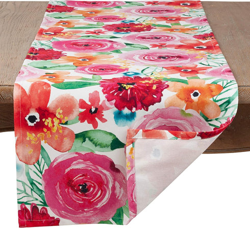 SARO LIFESTYLE Santa Monica Floral Table Runner - Multi, 16"x72"