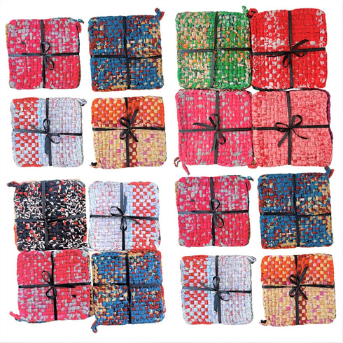 Set of 2 Quilted Pot Holders - 100% Cotton Heat Resistant Oven Pads, Reversible Hot Pads with Hanging Tab.