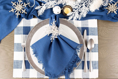 DII Buffalo Check Collection, Classic Farmhouse Placemat Set, 6 Piece, 13x19, Navy & Cream