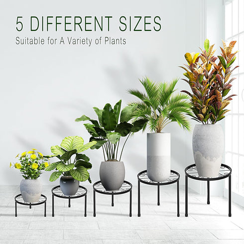 5 Pack CADANI Metal Plant Stands for Outdoor Indoor, Anti-Rust Iron Flower Pot Stand, Heavy Duty Plant Pot Stand