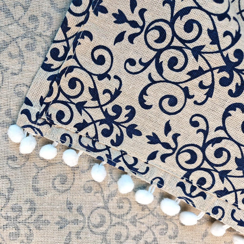 Flower,23.663 Inch) Coffee Table Cloth Rustic Style Living Room Center End Table Cover with Pocket, Cotton Linen