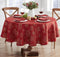 Newbridge Fancy Metallic Snowflake Christmas Tablecloth - 70 Inch Round, Red Gold, No-Iron Soil Resistant Holiday Cover