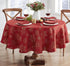Newbridge Fancy Metallic Snowflake Christmas Tablecloth - 70 Inch Round, Red Gold, No-Iron Soil Resistant Holiday Cover