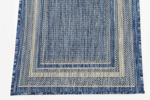 Unique Loom 2' x 6' Outdoor Border Collection Area Rug, Soft Border, Blue/Ivory Runner
