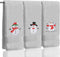 SmoothNovelty 3 Pcs Christmas Snowman Hand Towels for Bathroom Cotton Embroidered Snowman