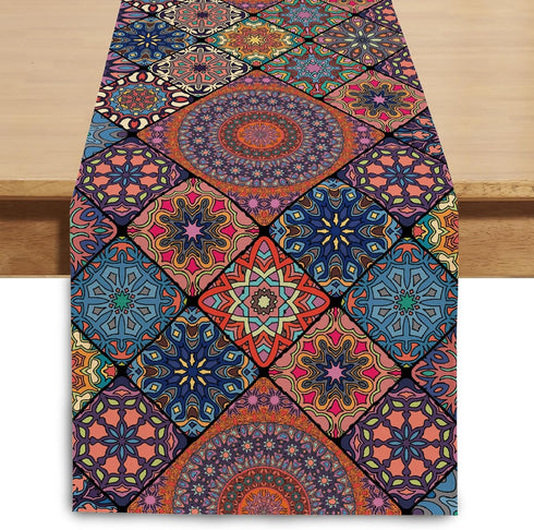 Winotic Boho Bohemian Table Runner 108 Inches Long, Vintage Seasonal Table Runners for