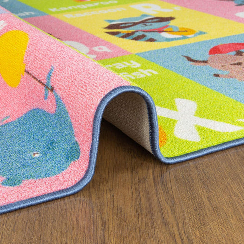 3x5 KC Cubs ABC Alphabet Animal Rug Educational Non-Slip Play Mat for Kids, Toddlers, Nursery, Classroom, Playroom