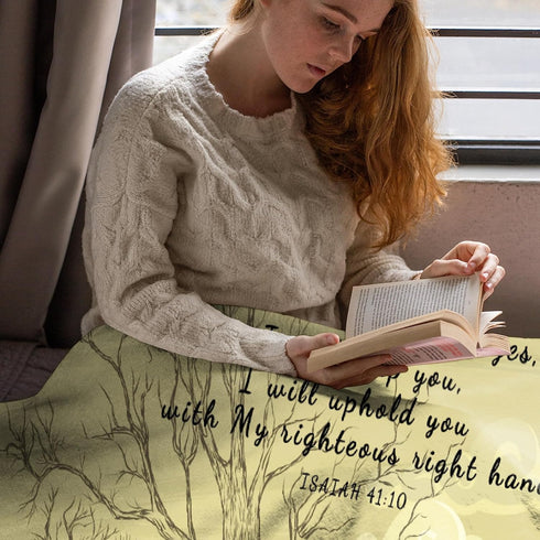 60''x80'' AMITAYUS Tree Healing Scripture Bible Verse Fleece Throw Sympathy Prayer Blanket Religious Christian