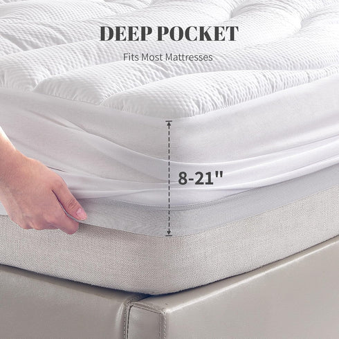 Quilted Fitted Mattress Pad, Fluffy Noiseless Cover for College Dorm, Cooling Comfort Topper, Twin