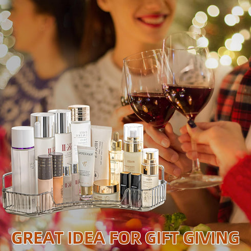 YCIA&DONE Corner Counter Bathroom Organizer, 1 Tier Clear Cosmetic Perfume Tray for Makeup and Skincare