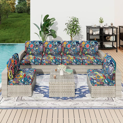 hyha Floral Printed Couch Cushion Covers, Washable Stretch Pattern for Outdoor Furniture, Small, Paisley