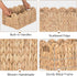 Set 2 iEGrow Scalloped Wicker Basket, of Woven Rattan Natural Water Hyacinth Baskets with Built-in Handles, Rectangle