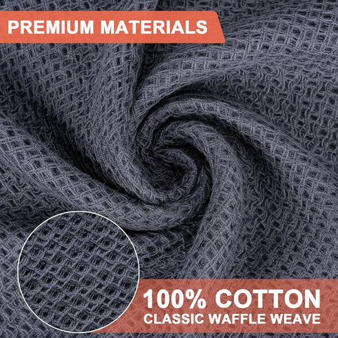 6-Pack Cloths,100% 12x12 Inches,Dark BOOMIBOO Kitchen Towels Kitchen Dish Cotton Towels Waffle Weave, Ultra Soft