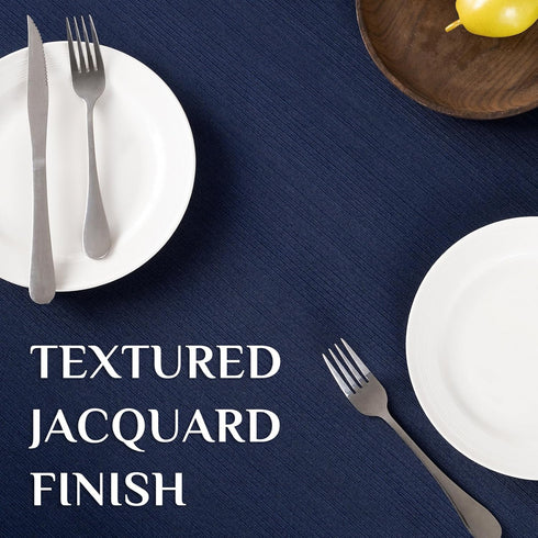 Outdoor(60 84 inch,Navy Softalker Jacquard Rectangle Tablecloth - Geometric Line Damask Table Covers Waterproof Stain