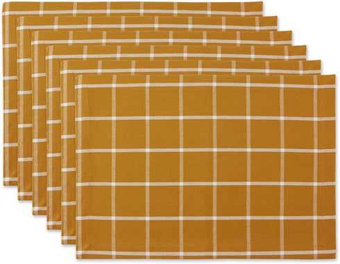DII Basic Collection Tabletop Placemat Set, Honey Gold Check, 6 Piece