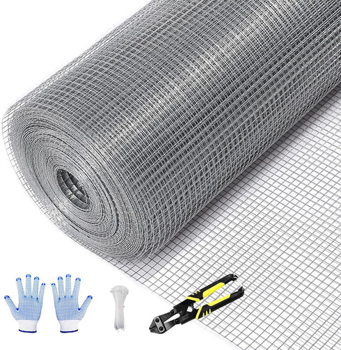 TONGMO 24" x 50' Hardware Cloth, 1inch Mesh Galvanized Chicken Wire Fence, 19