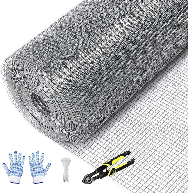 TONGMO 24" x 50' Hardware Cloth, 1inch Mesh Galvanized Chicken Wire Fence, 19