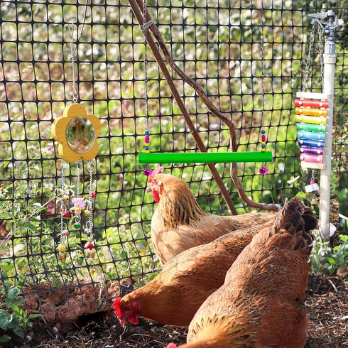 9 Pack 2 1 1 1 2 2 Chicken Toys for Coop Accessories, Chicken Enrichment Toys with Swing, Wood Stand, Xylophone
