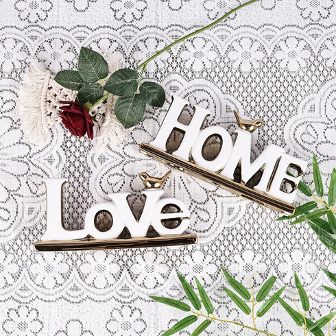 Love Sign Decor,White and Gold Room Decor Aesthetic, Knick Knack Shelf,Gold Bird Decor, Boho Bookshelf ,Abstract Gold
