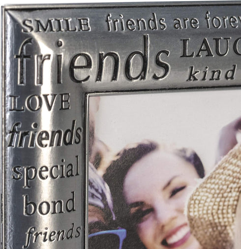 Malden International Designs Modern Pewter Metal Diecast Picture Frame, 4x6, Silver Friends Expressions