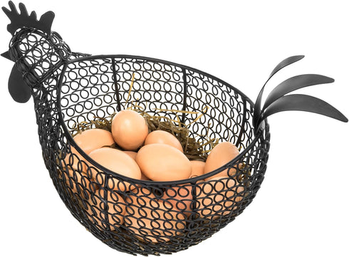 Countertop, MyGift Egg Holder Chicken Shaped Wire Egg Gathering Basket, Farmhouse Home Decor Display Storage Collecting