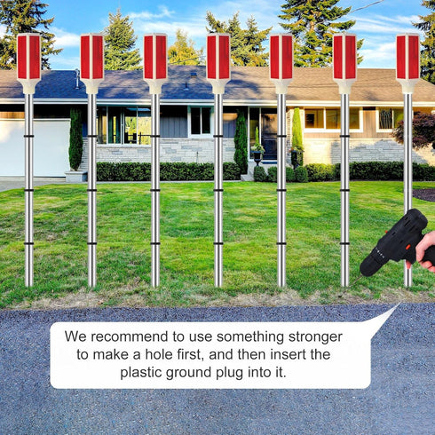 4 Macarrie Pcs Solar Powered Driveway Markers Reflective Lights Driveway Reflectors on Poles for Snow Road Outdoor Yard