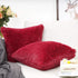 YOUR SMILE Pack of 2 Christmas Decorative New Luxury Series Merino Style Faux Fur Throw Pillow Case 18" x 18" (Burgundy