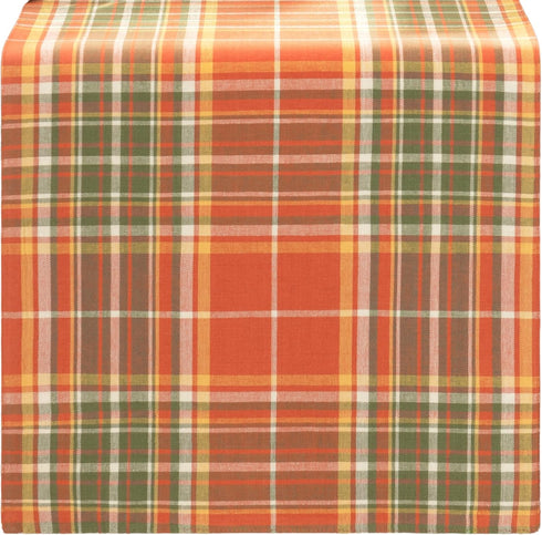 Elrene Home Fashions Hawley Plaid Harvest Fall/Thanksgiving Cotton Console Centerpiece/Table Runner, 13"x70"