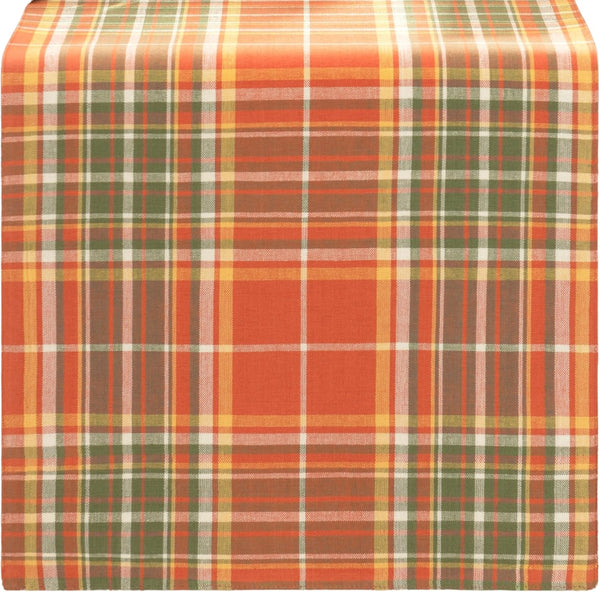 Elrene Home Fashions Hawley Plaid Harvest Fall/Thanksgiving Cotton Console Centerpiece/Table Runner, 13"x70"