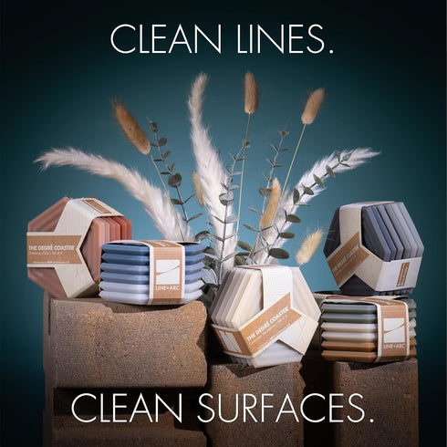 LINE+ARC Extra Thick Silicone Coasters - Waterproof Anti-Stain Heat-Safe Coasters (Set of 6, Winter Salad)