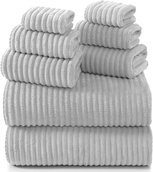 REDKISS Gray Bath Towels Set 8 Piece - Microfiber Bathroom Towels of