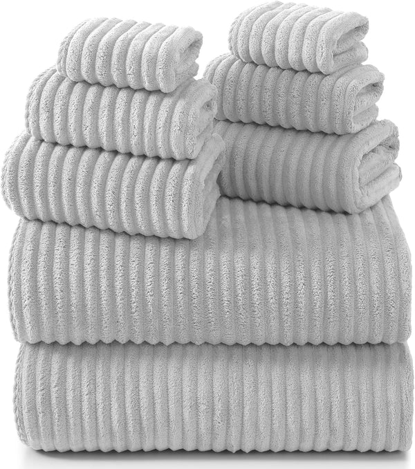 REDKISS Gray Bath Towels Set 8 Piece - Microfiber Bathroom Towels of