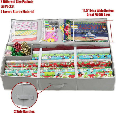 Simple Houseware Wrapping Paper Storage Container for Gift Wrapping Supplies