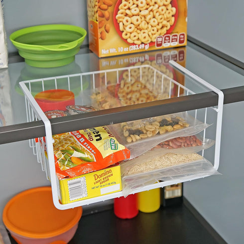 White Wire Under-Shelf Storage Basket, 11-Inch for Kitchen, Pantry, and Closet Organization
