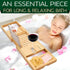 SereneLife Luxury Bamboo Bathtub Caddy Tray, Adjustable Wood Organizer with Wine Holder and Phone Slot