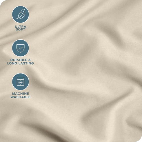 Bare Home Microfiber Pillow Cases - King Size Set of 2 - Cooling Double Brushed Sand Pillowcases, Easy Care