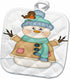 3D Rose Pot Holder, Cute Happy Snowman with Bird On Snow Illustration, 8 x 8