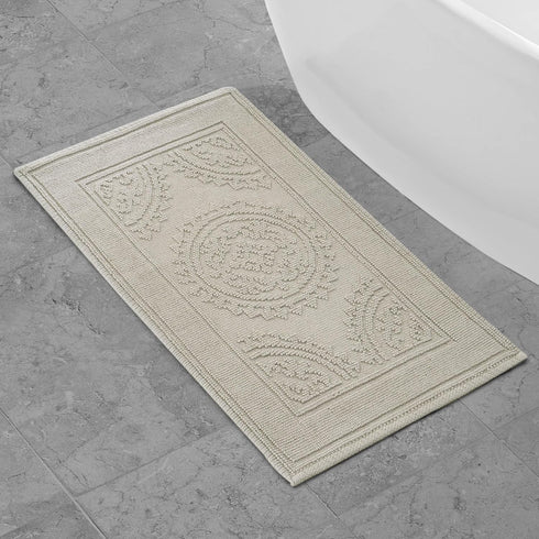 Jean Pierre New York Cotton StoneWash Medallion Bath Rug, 21x34 in., Light Taupe