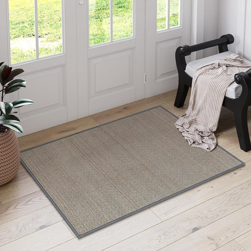 Lahome Farmhouse Kitchen Entryway Rug, 2x3 Washable Door Mat for Indoor Entrance, Non-Slip Grey Carpet for Front Door