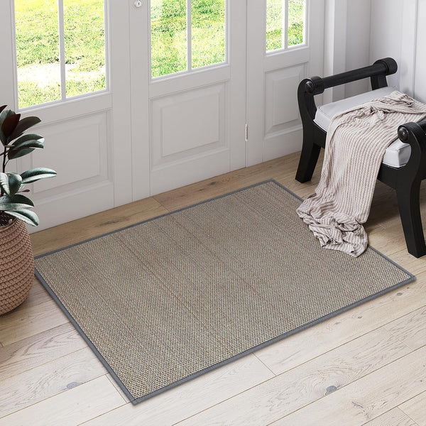 Lahome Farmhouse Kitchen Entryway Rug, 2x3 Washable Door Mat for Indoor Entrance, Non-Slip Grey Carpet for Front Door