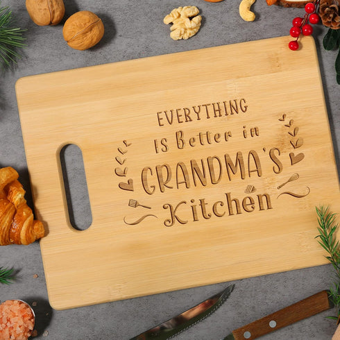 Unique Personalized Engraved Bamboo Cutting Board for Grandma, Perfect Birthday & Christmas Gift