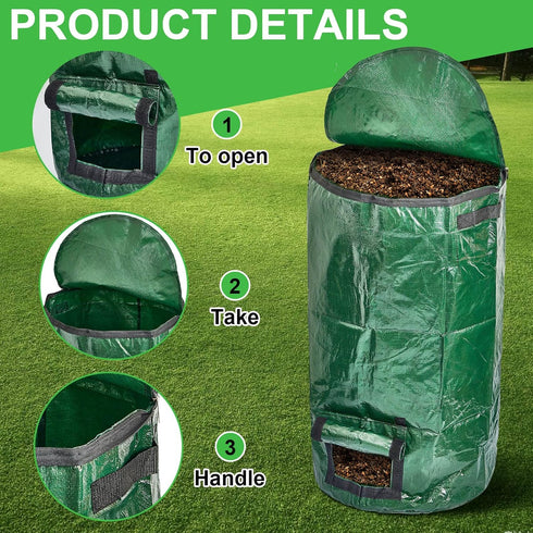 4 34 Ctosree Pieces Compost Bin Bags Large Gallon Reusable Yard Waste Lawn Bags Heavy Duty Garden Composting Garbage
