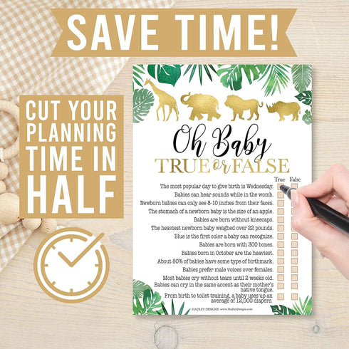 Hadley Designs Hilarious Baby Shower Games Set – 25 Double-Sided Cards for 25 Guests, Word Scramble, True or False
