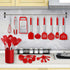 LIANYU 27 PCS Kitchen Utensils Set with Holder - Silicone Cooking Tools with Stainless Steel Handle for Nonstick
