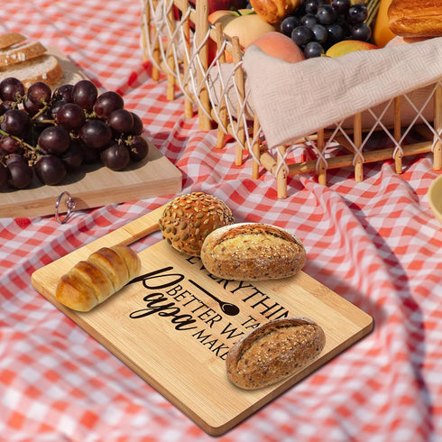 Papa Gifts, Everything Tastes Better When Papa Makes It Bamboo Cutting Board Kitchen Decor for Grandpa